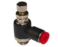 Pneufit C flow regulator (out), banjo, elbow, G1/2, 10mm