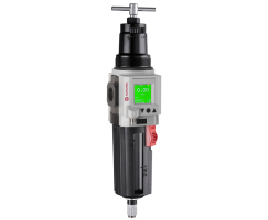 Excelon Plus filtre/regülatör, 3/8 PTF, 5 µm, 0,3-10 bar, otomatik tahliye, entegre elektronik basınç sensörü