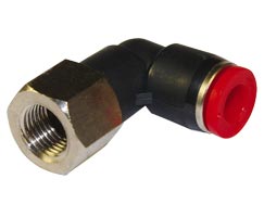 Pneufit C geçmeli bağlantı parçası, dişi döner adaptör, dirsek, M5, 4mm