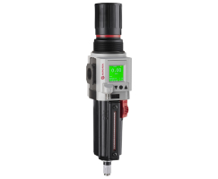 Excelon Plus filtre/regülatör, 3/8 PTF, 5 µm, 0,3-10 bar, otomatik tahliye, entegre elektronik basınç sensörü