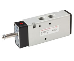 V62 serisi hat içi solenoid valf, G3/8, 5/2, solenoid pilot / havalı yay dönüşlü
