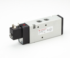 V62 serisi hat içi solenoid valf, G3/8, 5/2, solenoid pilot / havalı yay dönüşlü
