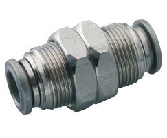 Pneufit S paslanmaz çelik geçmeli bağlantı parçası, bölme rakoru, düz, 4 mm