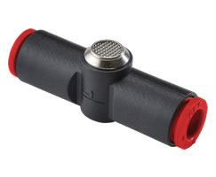 Pneufit C quick exhaust valve with filter, straight, 4mm