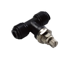 Pneufit D acetal flow regulator, bulkhead, straight, 10mm