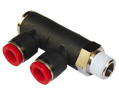 Pneufit C geçmeli bağlantı parçası, 2x döner adaptör, dirsek, R3/8, 6mm