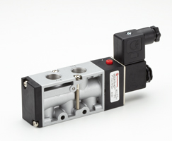 V52 serisi hat içi solenoid valf, G3/8, 5/2, solenoid pilot / yay geri dönüşlü