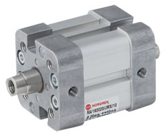 ISO kompakt çift etkili silindir, iç dişli, çift uçlu piston kolu, 25 mm çap, 25 mm strok
