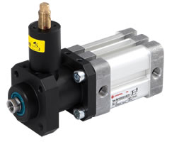 ISO kompakt çift etkili silindir, erkek dişli, kilitleme ünitesi, 40 mm çap, 60 mm strok