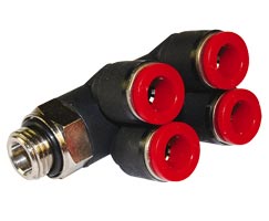 Pneufit C geçmeli bağlantı parçası, 2x branşman adaptörü, dirsek, G1/8, 4mm