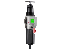 Excelon Plus filtre/regülatör, G3/8, 5 µm, 0,3-10 bar, otomatik tahliye, entegre elektronik basınç sensörü