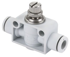 Pneufit E inline flow regulator, straight, 10mm