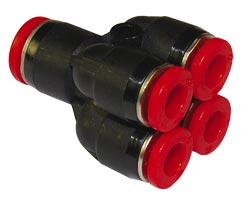 Pneufit C geçmeli bağlantı elemanı, rakor redüktörü, dörtlü, 8 mm