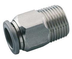 Pneufit S paslanmaz çelik geçmeli bağlantı parçası, adaptör, düz, R1/4, 6mm