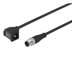 Valf konnektörü, DIN EN 175301-803 Form C konnektör, 3 pin M12 fiş, 1m kablo