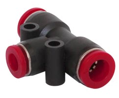 Pneufit C geçmeli bağlantı elemanı, eşit olmayan rakor, T, 10 mm, 8 mm