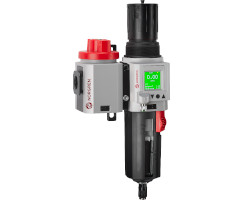 Excelon Plus filtre/regülatör ve kesme vanası kombinasyon ünitesi, G1/2, otomatik tahliye, braketli ve entegre elektronik basınç sensörlü